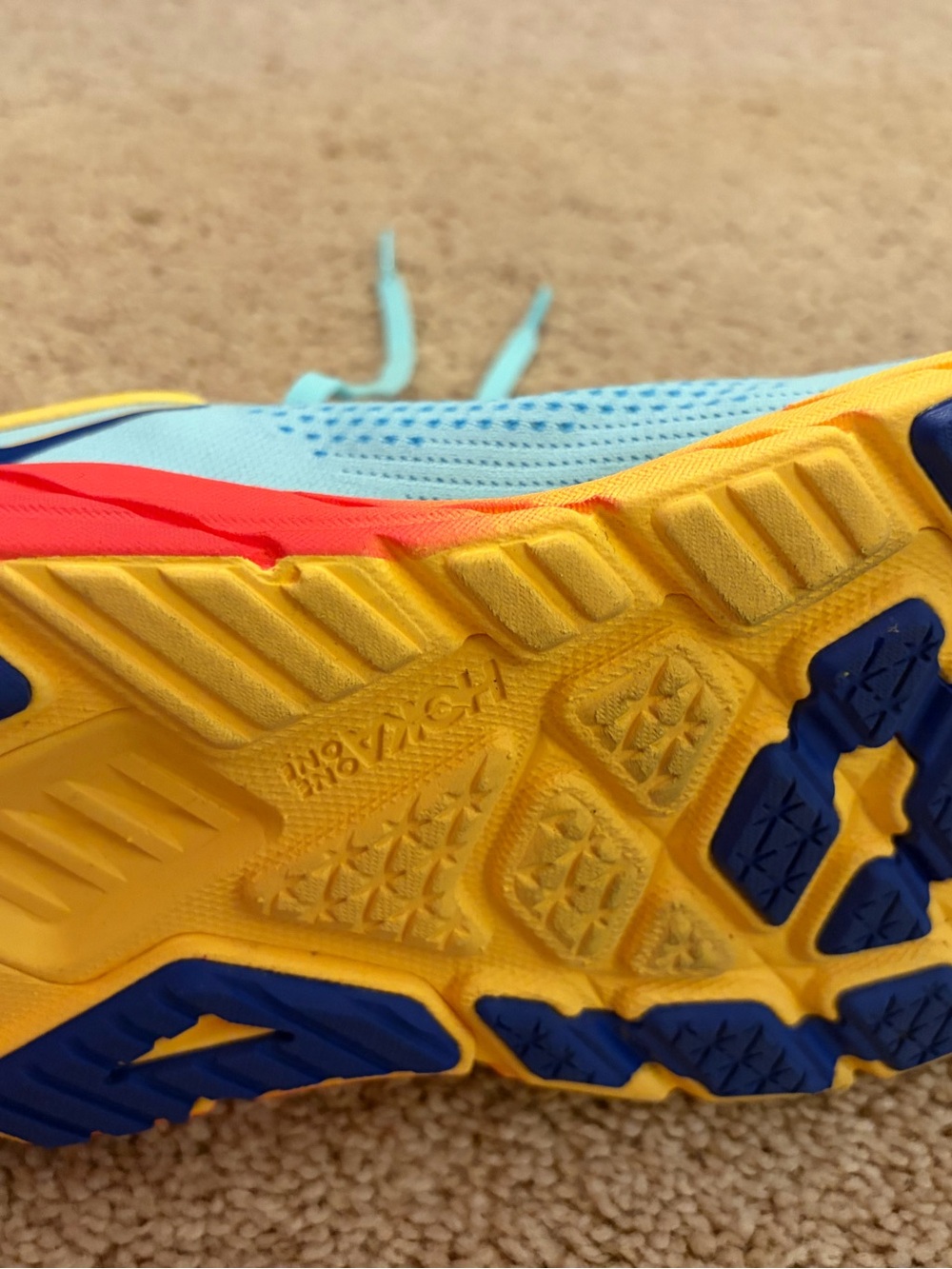 Hoka Light Blue, Yellow & Red Arahi 7 Running Shoe - Picture 12 of 13
